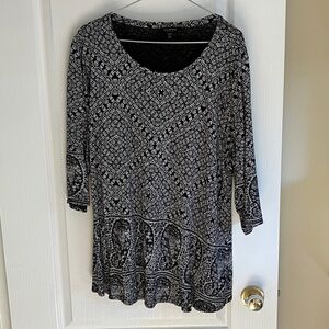 Lucky Brand Monochrome Patterned Top